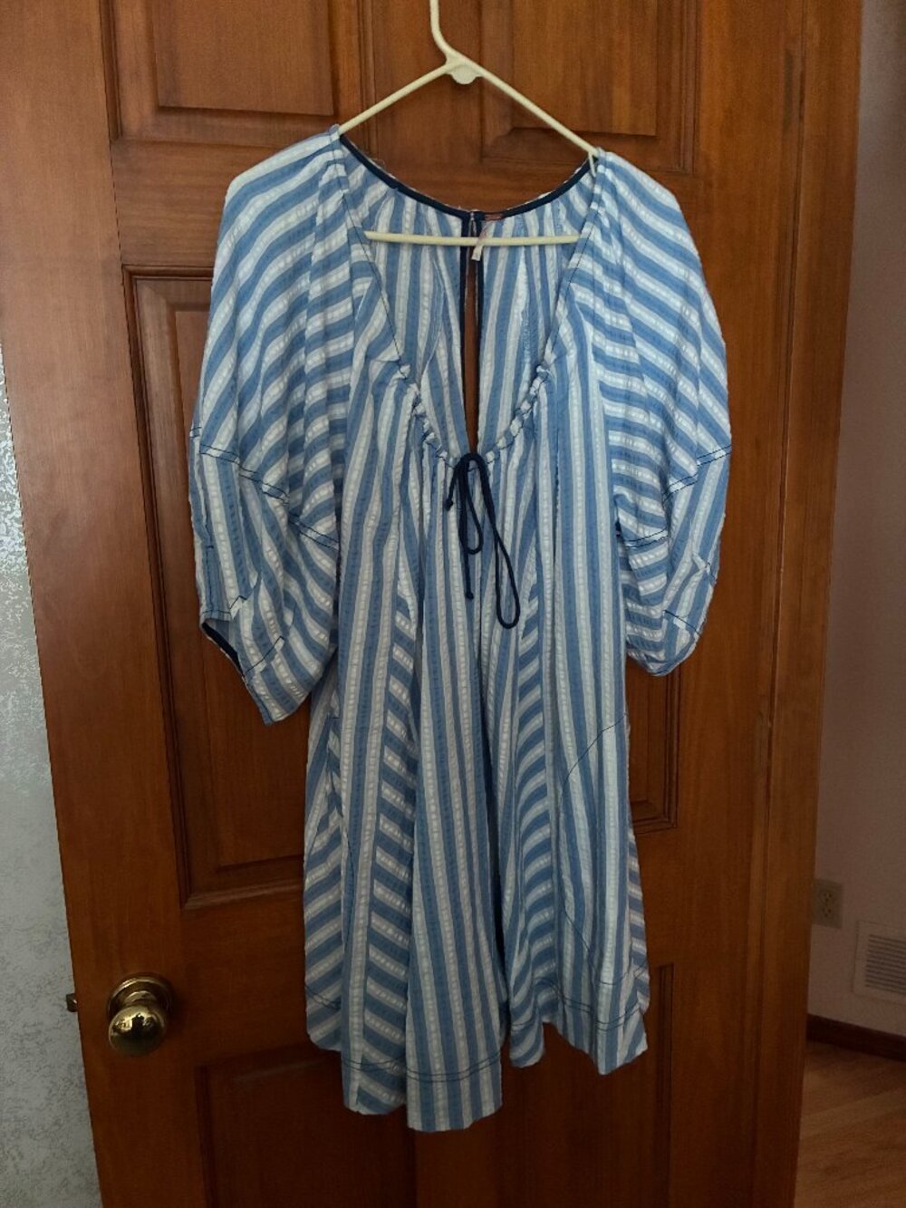 Free People  Mini Dress, Size Large, Blue/White Stripe